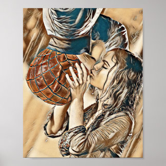 Poster Orange County Super Hero Kiss Art Portrait Imprime