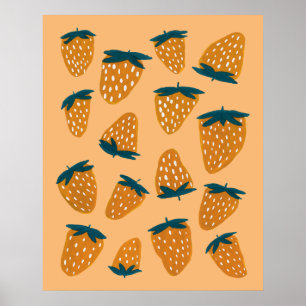 Poster Orange de fraises d'été bio