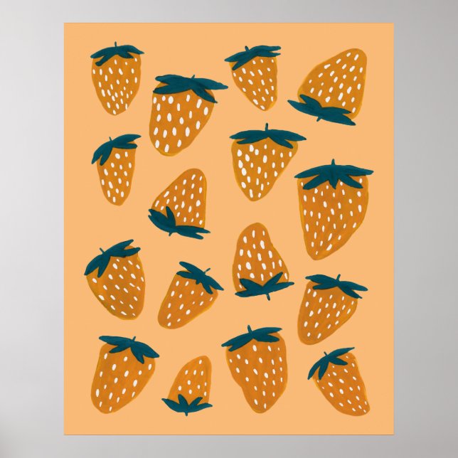 Poster Orange de fraises d'été bio (Devant)