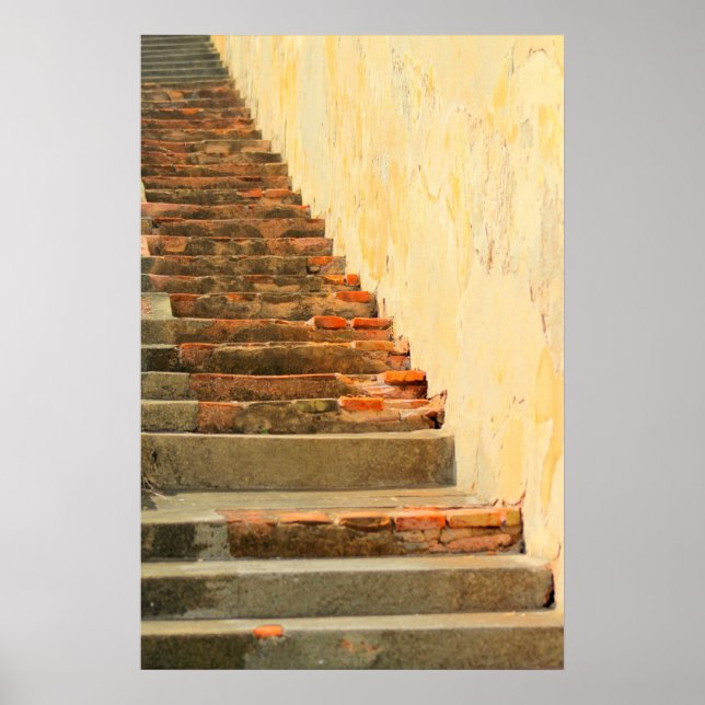 Poster Orange domine ces Escaliers du XVIe siècle Imprime (Devant)