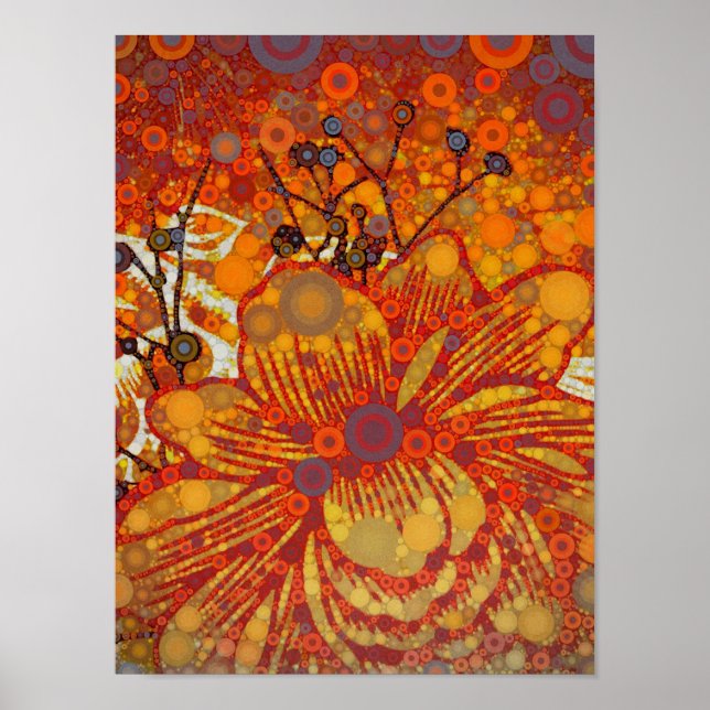 Poster Orange et violet Floral moderne Pop Art (Devant)