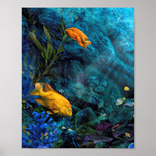 POSTER ORANGE FISH BLUE WORLD