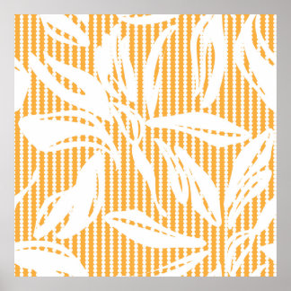Poster Orange Floral sans couture motif avec backgr rayé