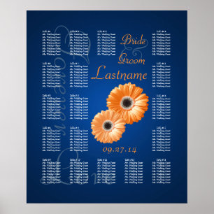 Poster Orange Gerbera Daisy Mariage Seing Chart