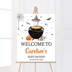 Poster Orange Ghost Halloween Baby brasse Bienvenue