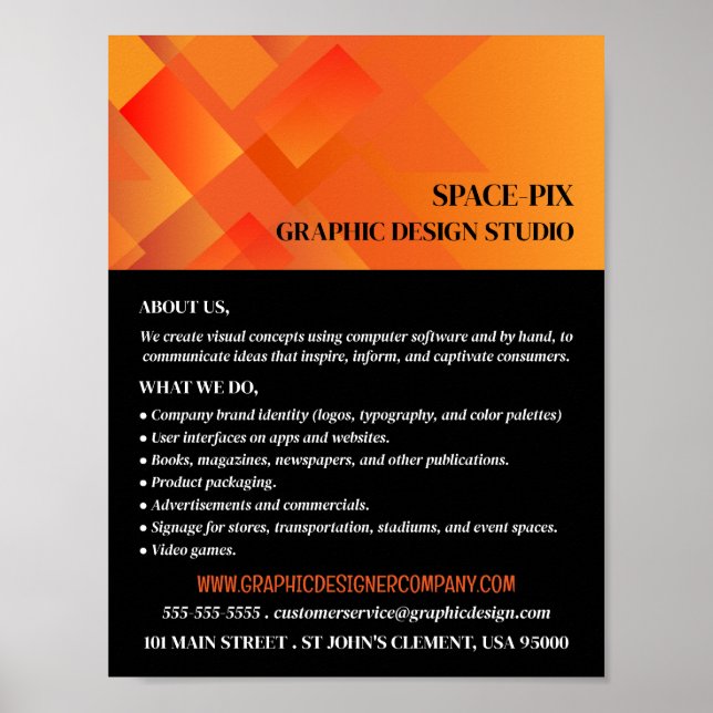 Poster Orange Graphic, Graphic Designer Publicité (Devant)