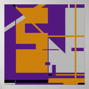Poster Orange Grey sur violet Geometry Abstract Design