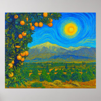 Poster Orange Groves Neige Carrée Mont Baldy Début 1900