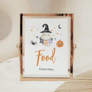 Poster Orange Halloween Ghost Little Boo Baby shower