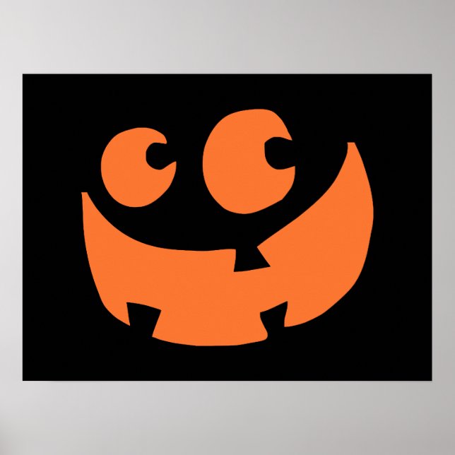 Poster Orange Happy Halloween Citrouille (Devant)