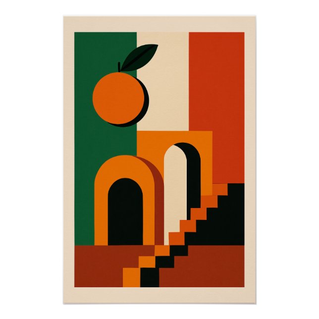 Poster Orange Italienne – Soleil et Architecture (Devant)