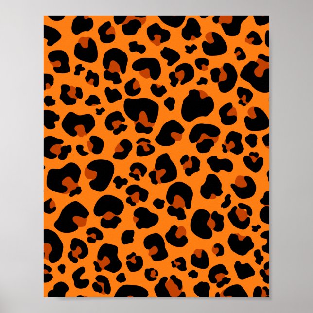 Poster Orange Leopard Cheetah Motif d'impression (Devant)