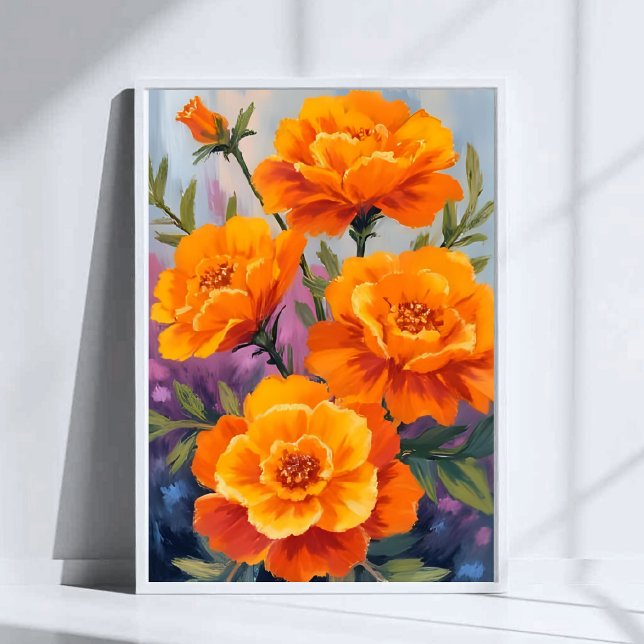 Poster Orange Marigolds | October Flower Watercolor (Créateur téléchargé)