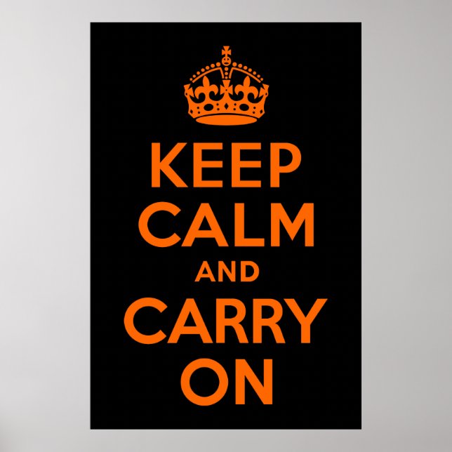 Poster Orange Noir Garder le calme et continuer (Devant)