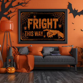 Poster Orange Parties scintillant Fright This Way Spider