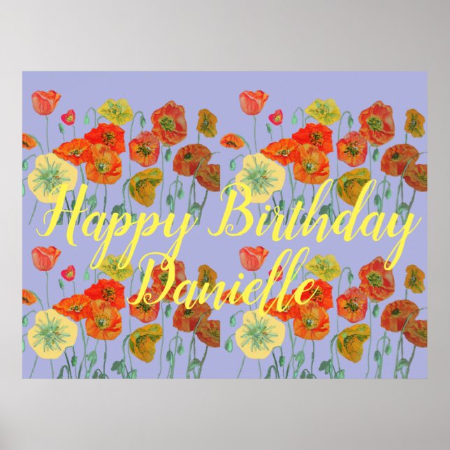 Poster Orange Red Poppy violet joyeuse Dames d'anniversai (Devant)