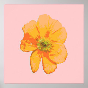 Poster Orange Retro / Fleur PopArt