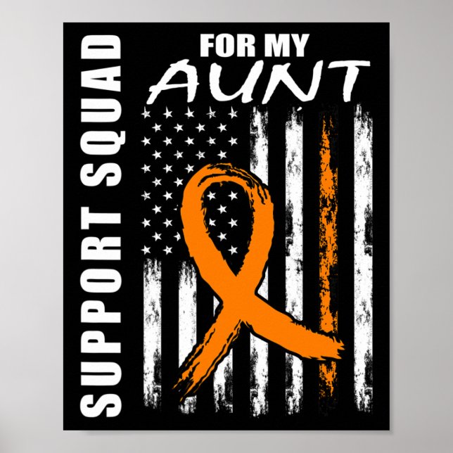 Poster Orange Ribbon Aunt Leukemia Awareness Usa Flag Can (Devant)