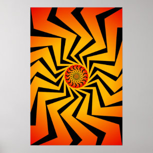 Poster: Orange Spiral Pattern: Vector Drawing Poster