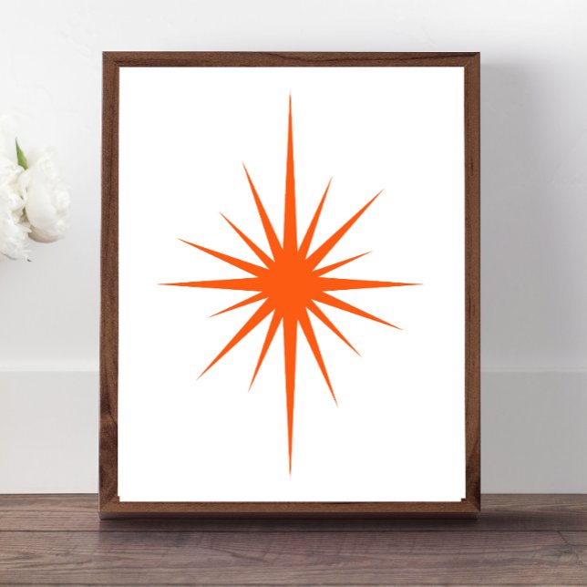 Poster Orange Starburst Atomique Mi-Siècle Décor moderne (Créateur téléchargé)