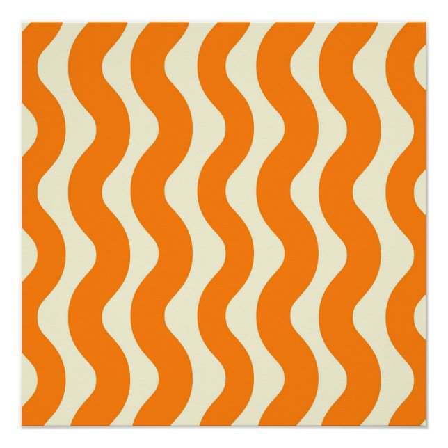 Poster Orange Super Wavy Stripe Abstrait Printemps modern (Devant)