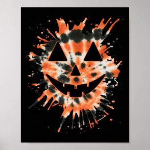 Poster Orange Tie Dye Jack-o'-lantern Face - Hippie Hallo
