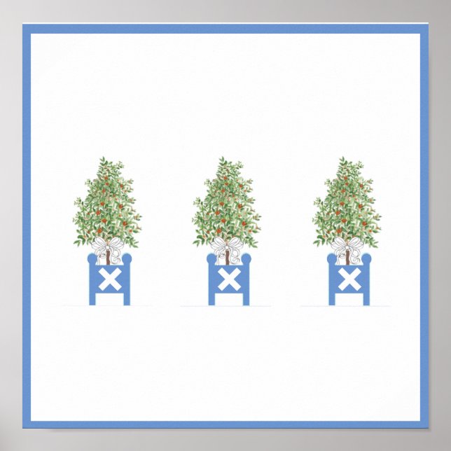Poster Orange Topiary Blue Planter Box art imprimé (Devant)