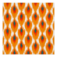 Orange Turquoise Tribal Abstrait Ikat Diamond Moti