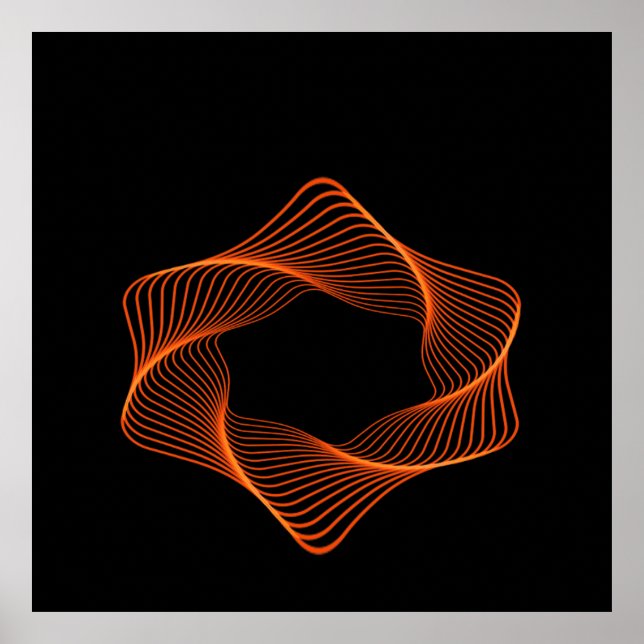 Poster Orange Wire Frame Torus Object (Devant)
