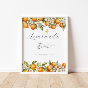 Poster Oranges d'été lumineuses Baby shower Lemonade Bar