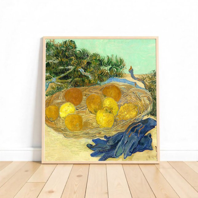 Poster Oranges et citrons avec gants bleus de Van Gogh (Créateur téléchargé)