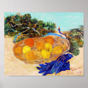 Poster Oranges et citrons avec gants bleus, Van Gogh