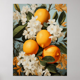 Poster Oranges et fleurs générées par l'IA Verdure
