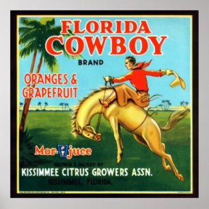 Poster Oranges et pamplemousses de cowboy en Floride