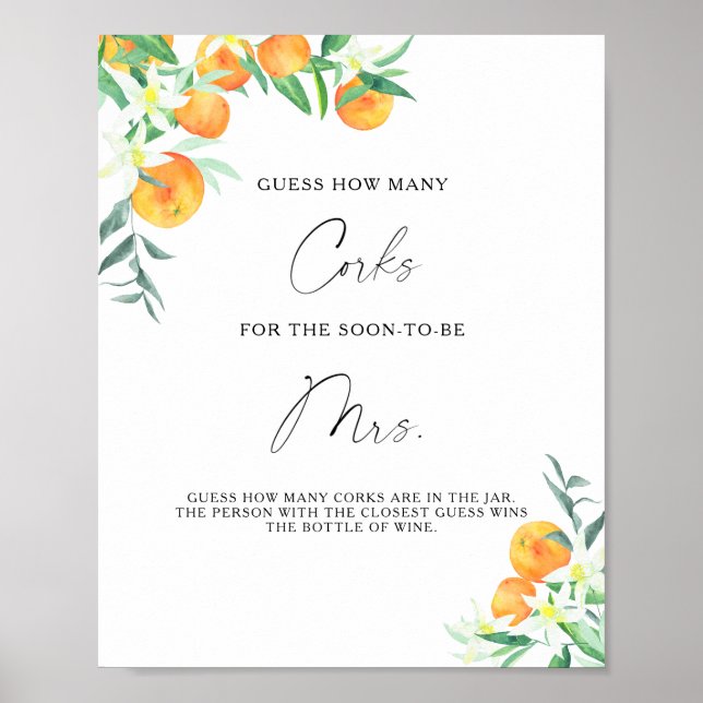 Poster Oranges sur une branche - Devinez combien de bouch (Devant)