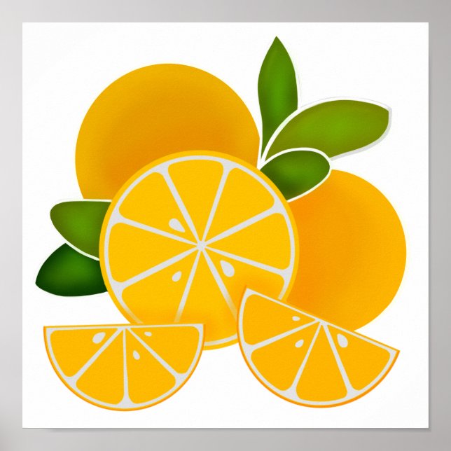 Poster Oranges, tranches d'orange, agrumes (Devant)