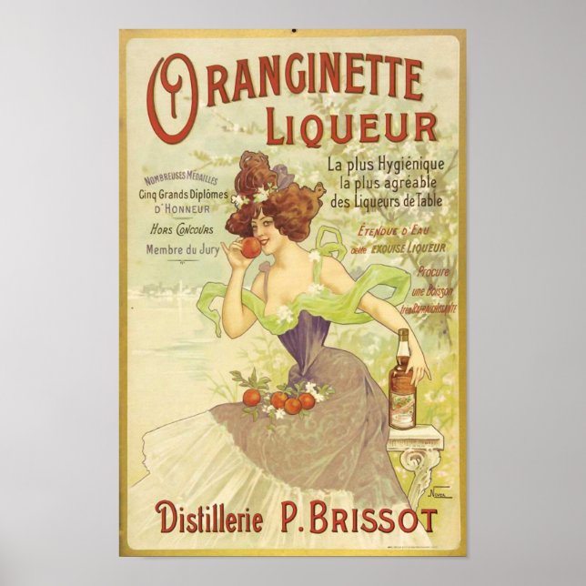 Poster Oranginette Liqueur Art Vintage (Devant)