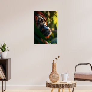 Poster Orangoutan pensif dans la jungle