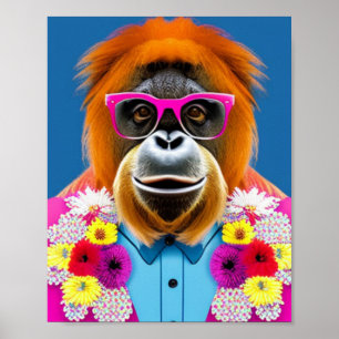 Poster Orangutan avec lunettes, Imprimable mur art