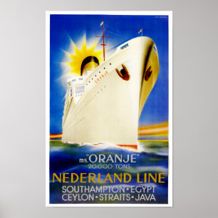 Poster Oranje ~ Nederland Line