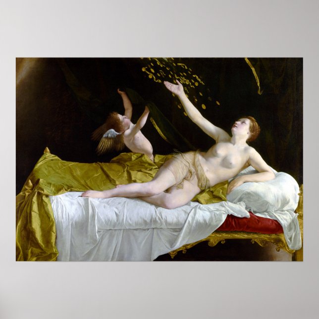 Poster Orazio Gentileschi Danaë et la douche d'or (Devant)