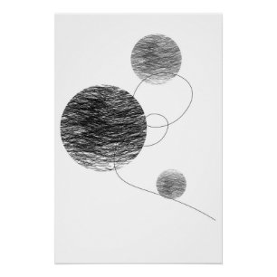 Poster Orbes Abstrait Art Kinship noir et blanc