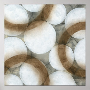 Poster Orbes blanches et cercles Brown