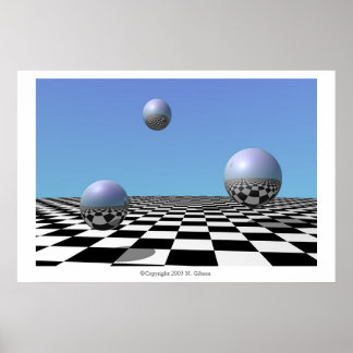 Poster Orbes flottantes en argent