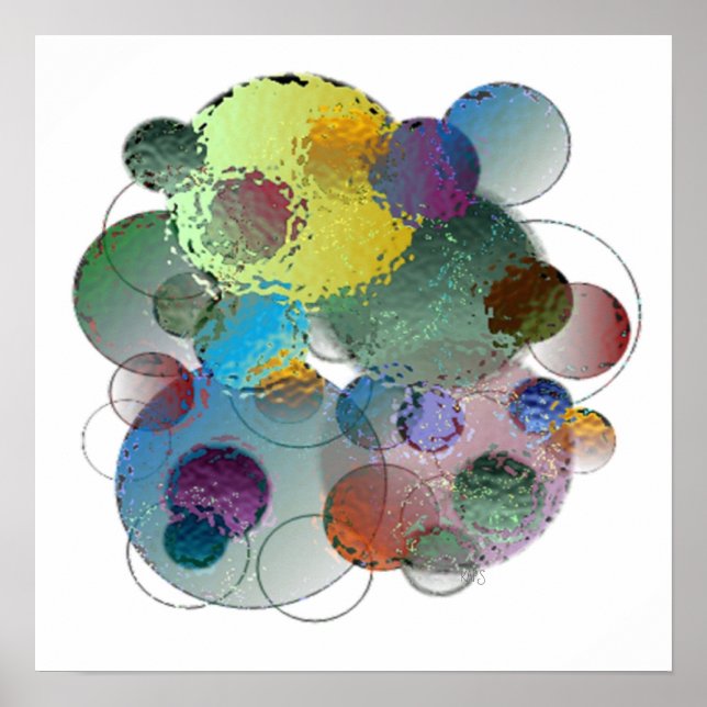 Poster Orbes Planètes Formes Abstraites (Devant)