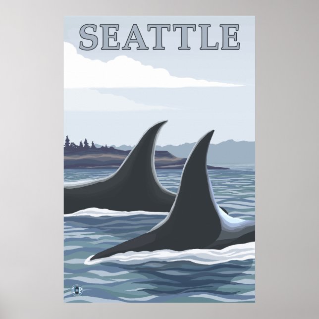 Poster Orca Whales #1 - Seattle, Washington (Devant)