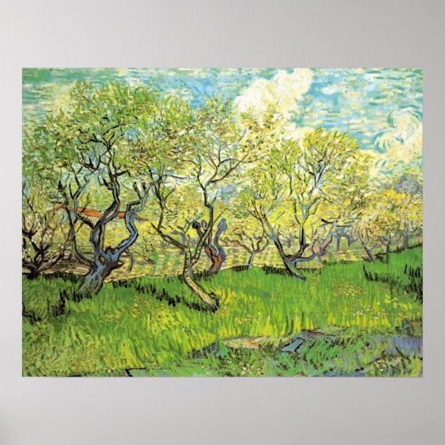 Poster Orchard à Blossom par Vincent van Gogh (Devant)