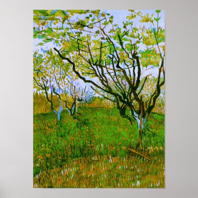 Poster Orchard à Blossom Van Gogh Art (Devant)