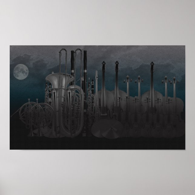 Poster Orchestra Instrument Skyline nuit (Devant)