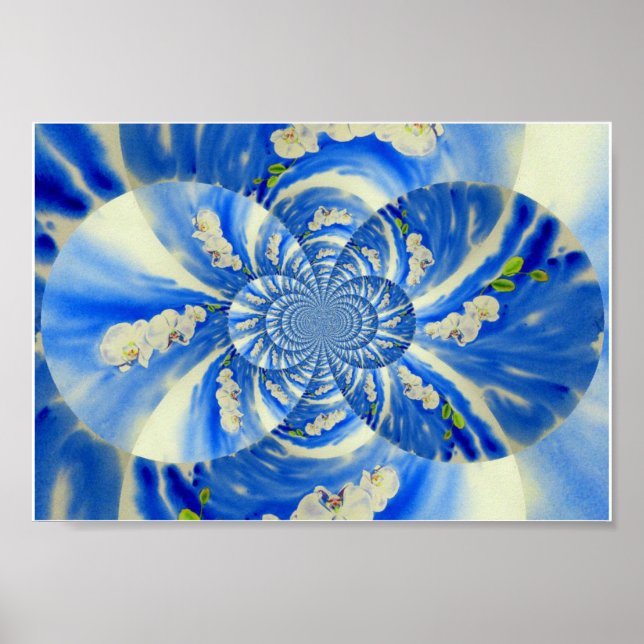 Poster Orchidée Aquarelle peinture, brise, Nuages Mandala (Devant)